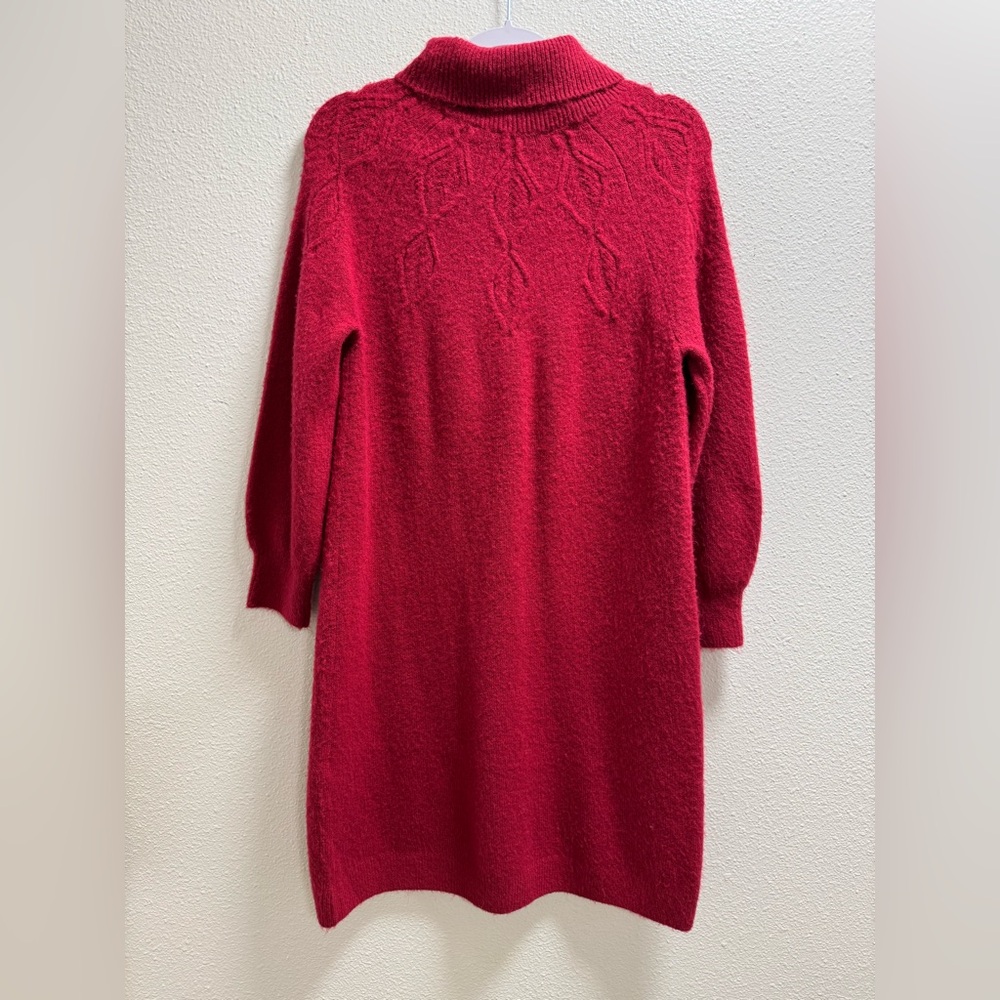 Soft Surroundings Ellen Cowl Neck Knit Sweater Dress Stretch Red Medium - Picture 3 of 10